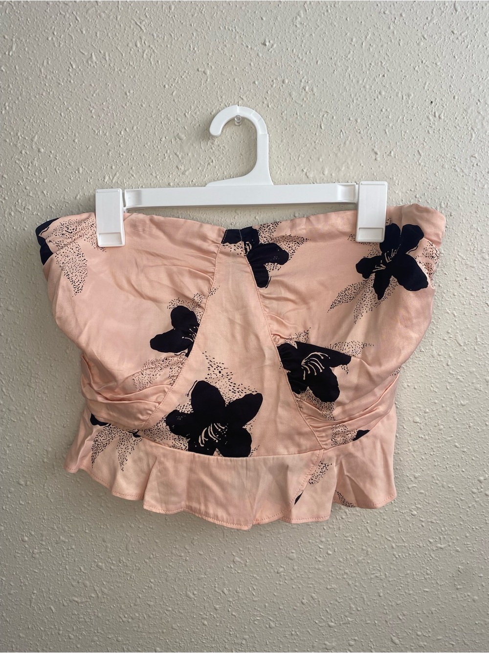 Free People Peach Pink Floral Strapless Crop Top